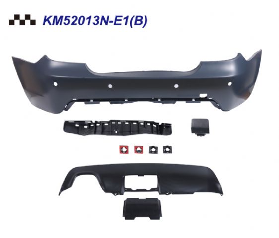 BMW 5 SERIES  E60 REAR BUMPER COVER W/ P,D,S(18MM) , HOLE + TOW + TOW HOOK SPOILER