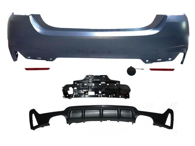 BMW 4 SERIES F32 REAR BUMPER  ASS'Y W/O PDC HOLE W/ QUAD MUFFLER (00--00)