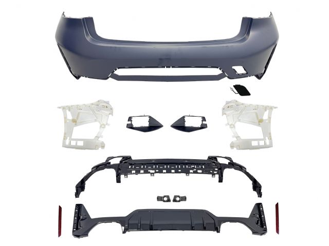 BMW 3 SERIES  G20 REAR BUMPER ASSY W/O PDC W/ BIG DUAL OUTLET 0-0 DIFFUSER