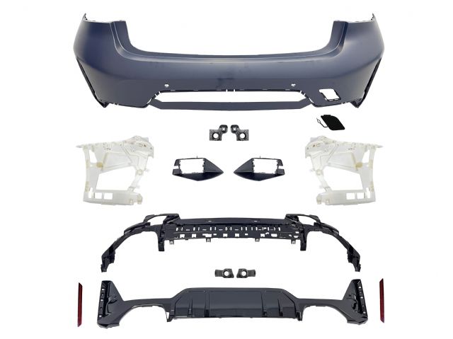 BMW 3 SERIES  G20 REAR BUMPER ASSY W/ PDC W/ BIG DUAL OUTLET 0-0 DIFFUSER