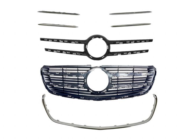 M. BENZ V-CLASS W447 GRILLE ASSY W/ SHINY BLK COVER W/ CHROM STRIPS