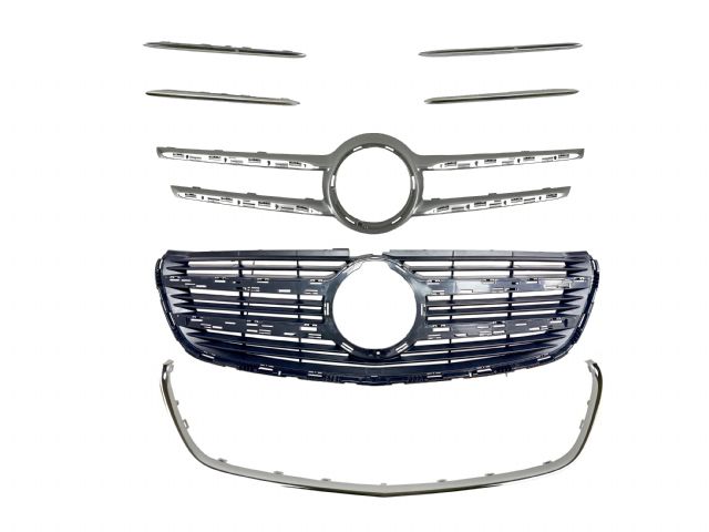 M. BENZ V-CLASS W447 GRILLE ASSY W/ SHINY BLK COVER W/ CHROM STRIPS