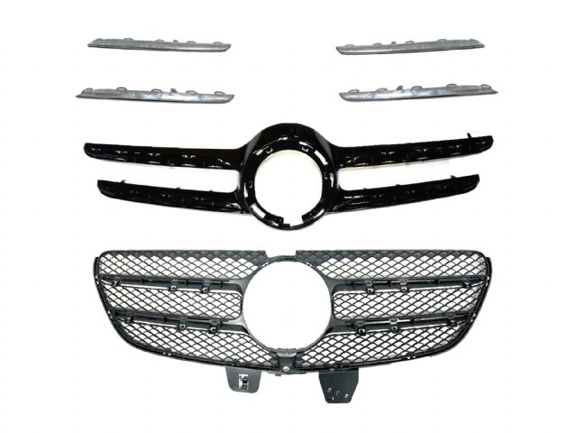 M. BENZ V-CLASS W447 GRILLE ASSY W/ GLOSS BLK COVER W/ CHR STRIP