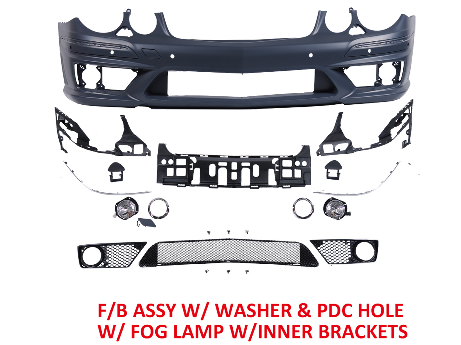 M. BENZ E-CLASS  W211 E63 AMG F/B W/ H/L WASHER W/ PDC HOLE W/ FOG LAM W/ BRACKET