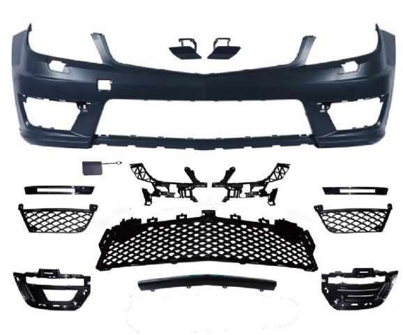 M. BENZ C-CLASS  W204 C63 LOOK FRONT BUMPER ASS'Y W/ WASHER HOLE W/O PDC W/ DRL