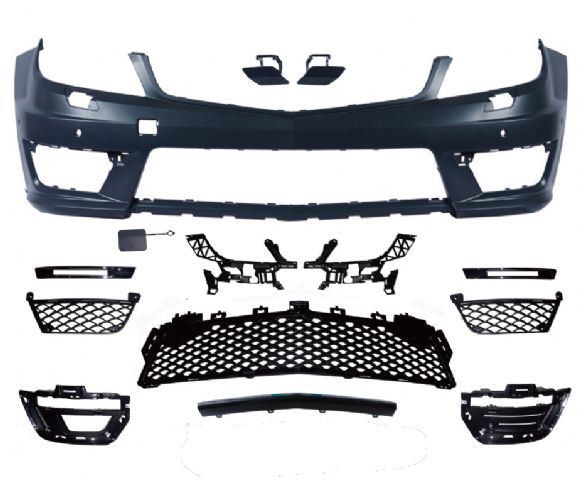 M. BENZ C-CLASS  W204 C63 LOOK FRONT BUMPER ASS'Y W/ WASHER HOLE W/ PDC W/ DRL