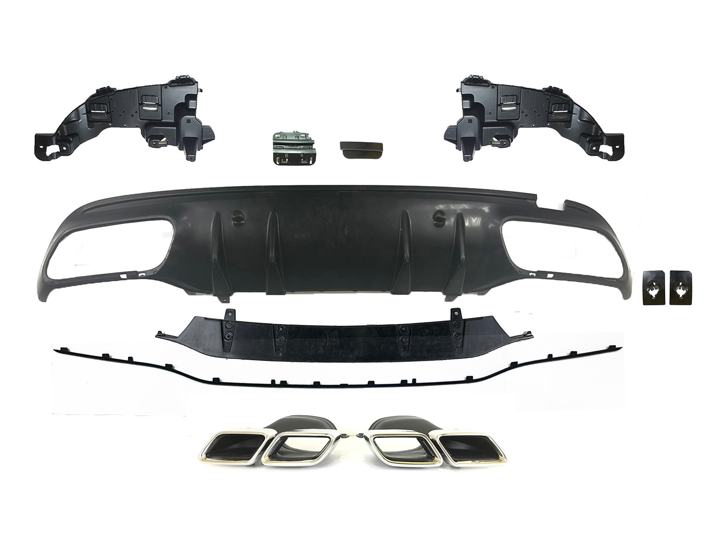 M. BENZ C-CLASS  W205 AMG C63/C43 REAR DIFFUSET SET W/ PDC HOLE W/ END TIPS