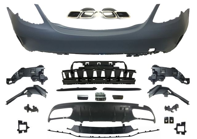 M. BENZ C-CLASS  W205 AMG C63/C43 R/B ASSY W/O PDC HOLE W/ TWIN DIFFUSER W/ END TIPS