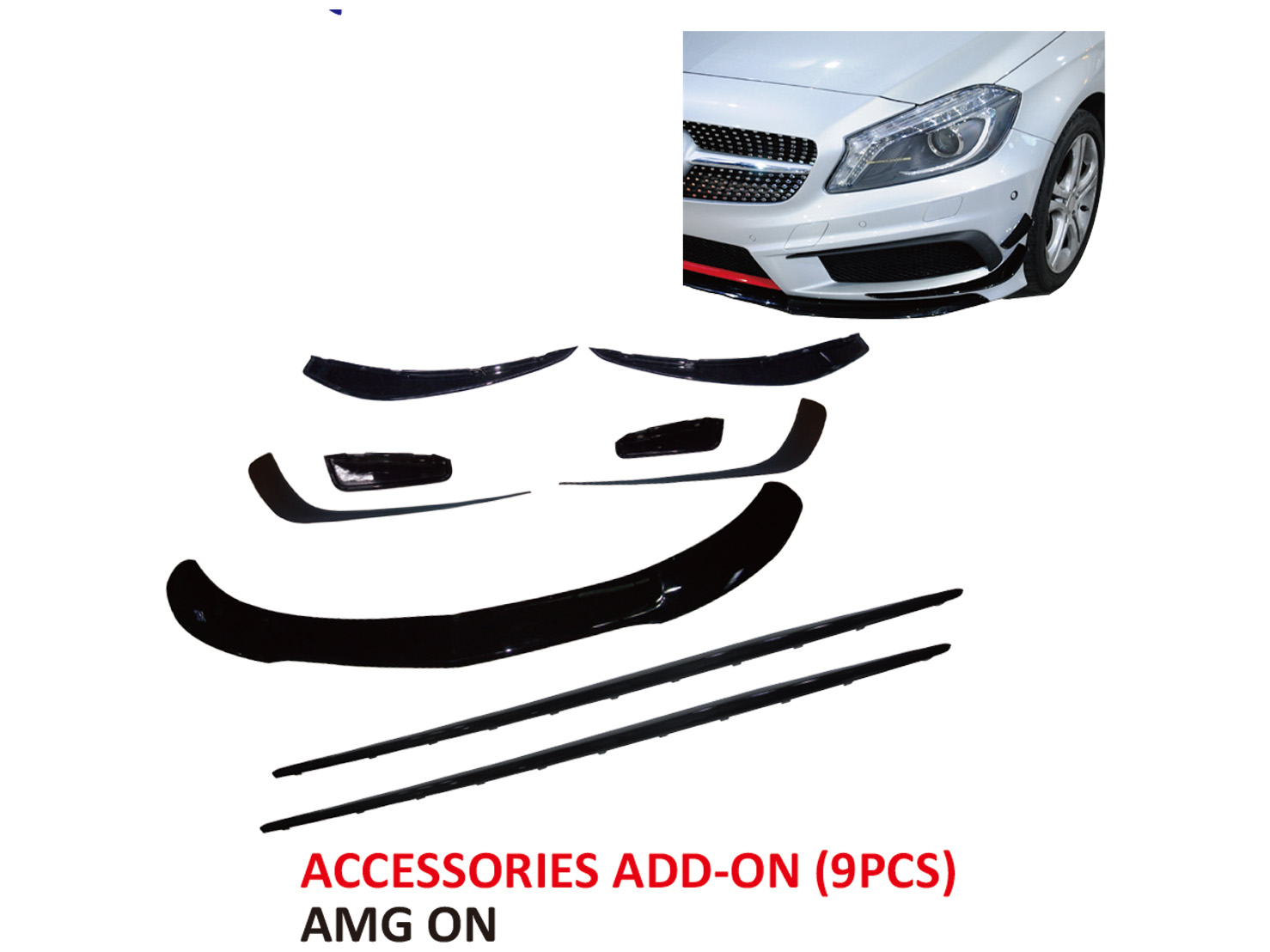 M. BENZ A-CLASS W176 A45 AMG ACCESSORIES ADDON (9PCS)