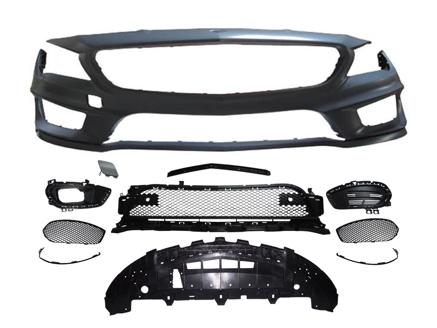 M. BENZ CLA-CLASS W117 FRONT BUMPER W/O WASHER W/O PDC ASSY