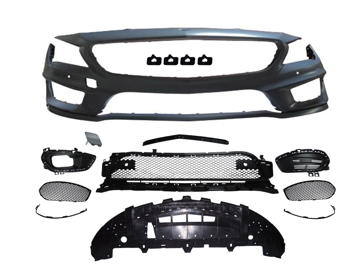 M. BENZ CLA-CLASS W117 FRONT BUMPER W/O WASHER W/ PDC ASSY