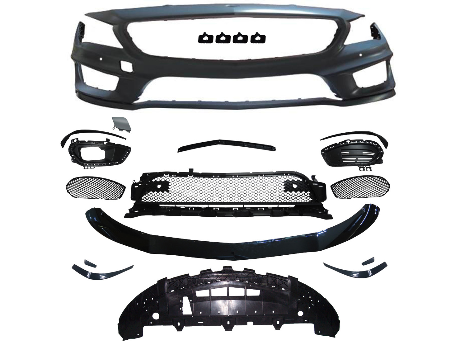 M. BENZ CLA-CLASS W117 FRONT BUMPER W/O WASHER W/ PDC ASSY