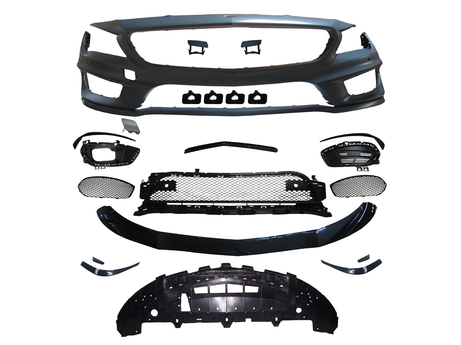 M. BENZ CLA-CLASS W117 FRONT BUMPER W/ WASHER W/ PDC ASSY