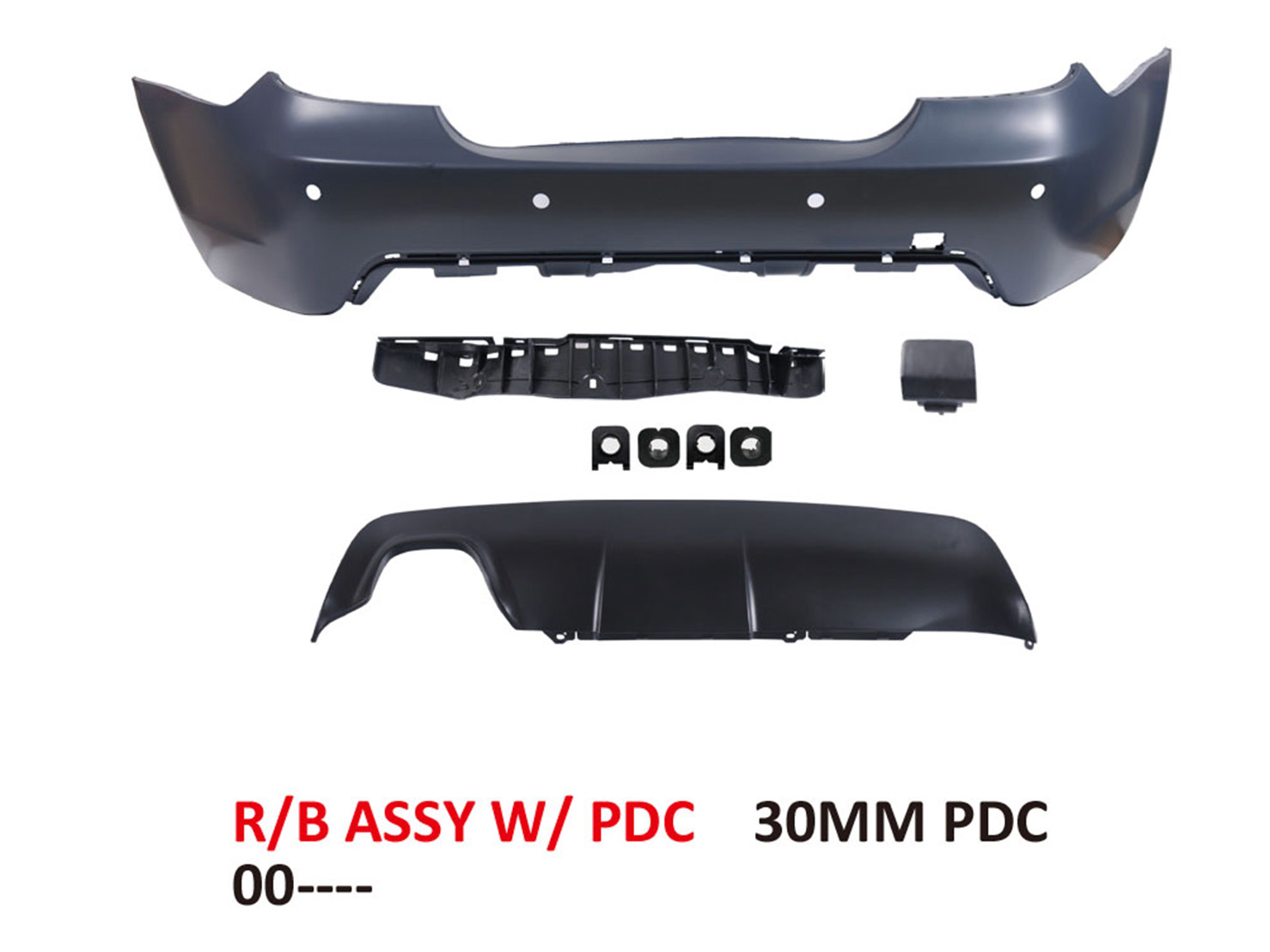 BMW 5 SERIES  E60 REAR BUMPER COVER W/ P,D,C(30MM) , HOLE + TOW + SPOILER