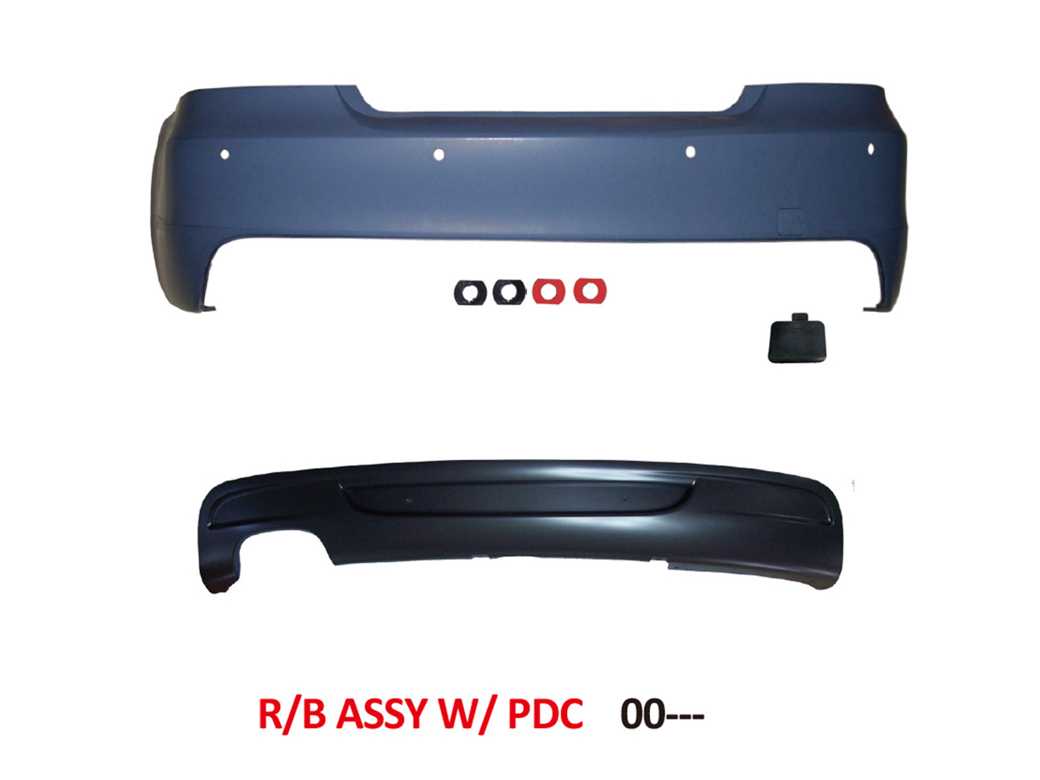 REAR BUMPER W/ PDC W/ SINGLE OUTLET LOWER DIFFUSER