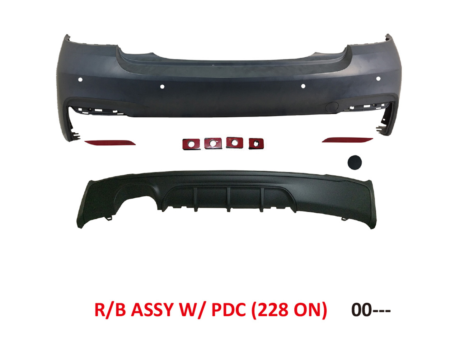 BMW 2 SERIES F22 M tech / M Performance R/B ASSY W/ PDC W/ DIFFUSER 00--