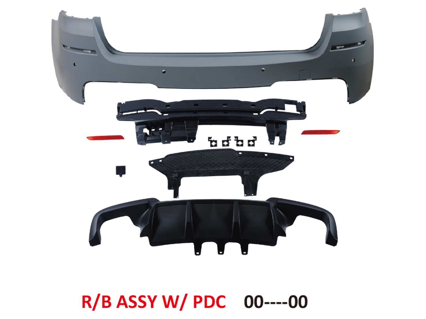 BMW 5 SERIES  F11 REAR BUMPER W/ PDC W/ PERFORMANCE TWIN OUTLET DOUBLE MUFFLER DIFFUSER